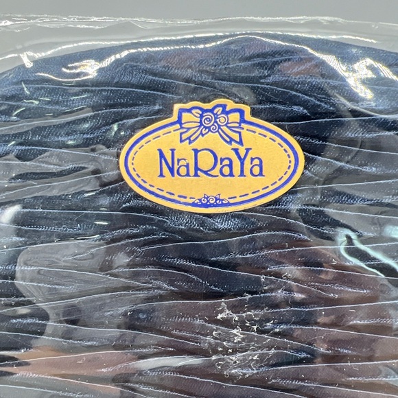 NWT in Plastic NaRaYa Sm Navy Blue Ruffled Satin Rope Strap Classic Y2K Elegant - Picture 4 of 16